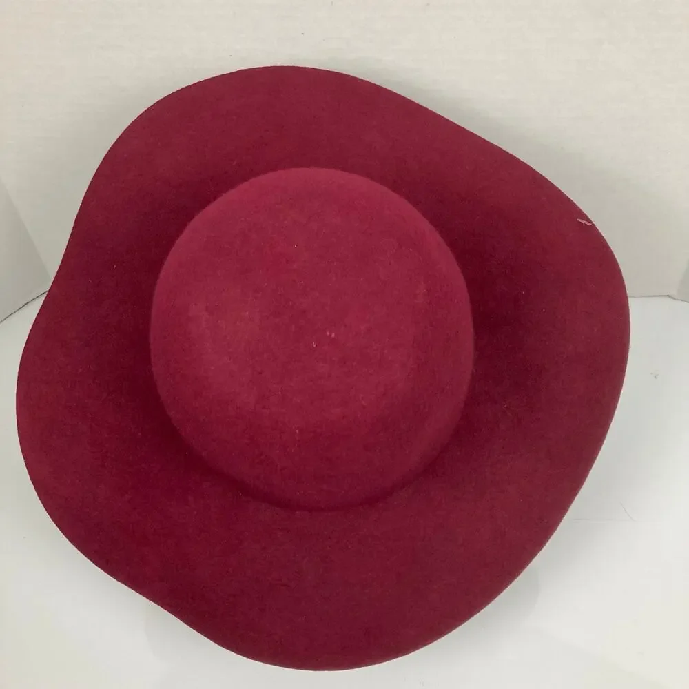 Wool Felt Hat Womens Plum Purple Wine Floppy Wide Brim Boho Chic Romantic Fall